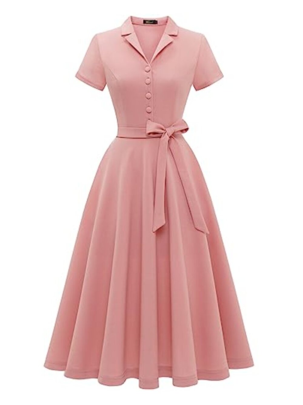 Vintage Tea Dress Short Sleeve A-Line Cocktail Party Work Church Dress